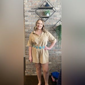 Piper and scoot wishlist tan jumper/romper